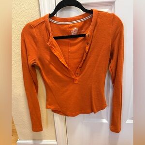 Pilcro Orange Henley Button up